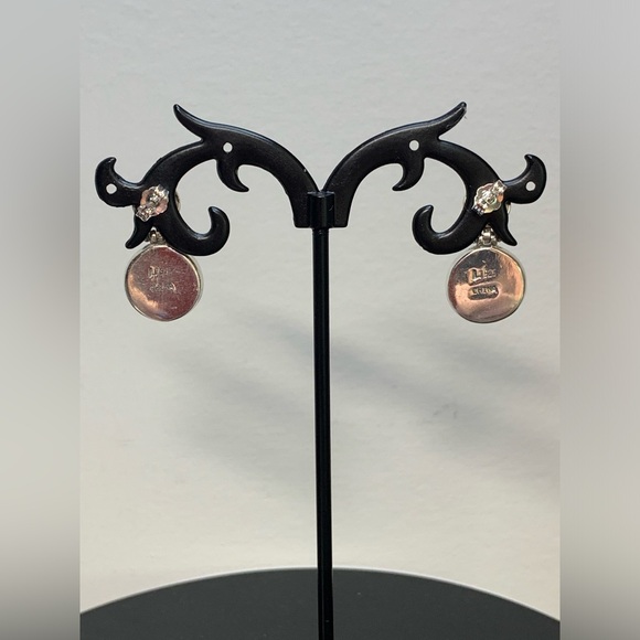 Silpada RARE VHTF Oxidized Sterling Silver Round Hinged Earrings w/Blue Stones - Picture 4 of 12